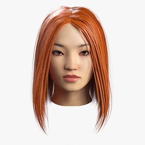Head of Asian Woman with Red Hair