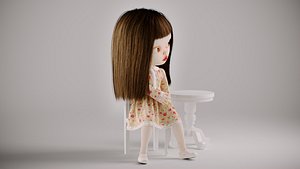 Olivia doll on Chair 3D model