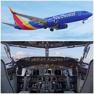 Boeing 737-800 Southwest with Cockpit and Interior