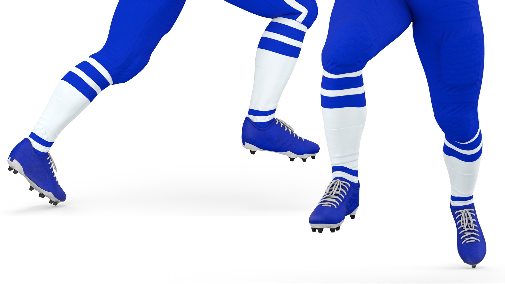 Black Man American Football Player Blue Uniform Running The Ball 3D model preview
