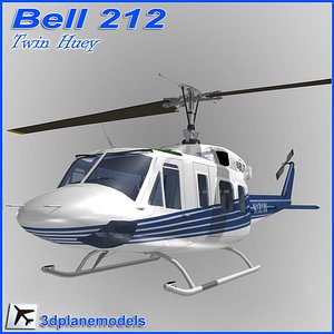 bell 212 huey helicopter 3d model