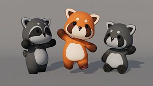 3D Rigged Cartoon Raccoon model