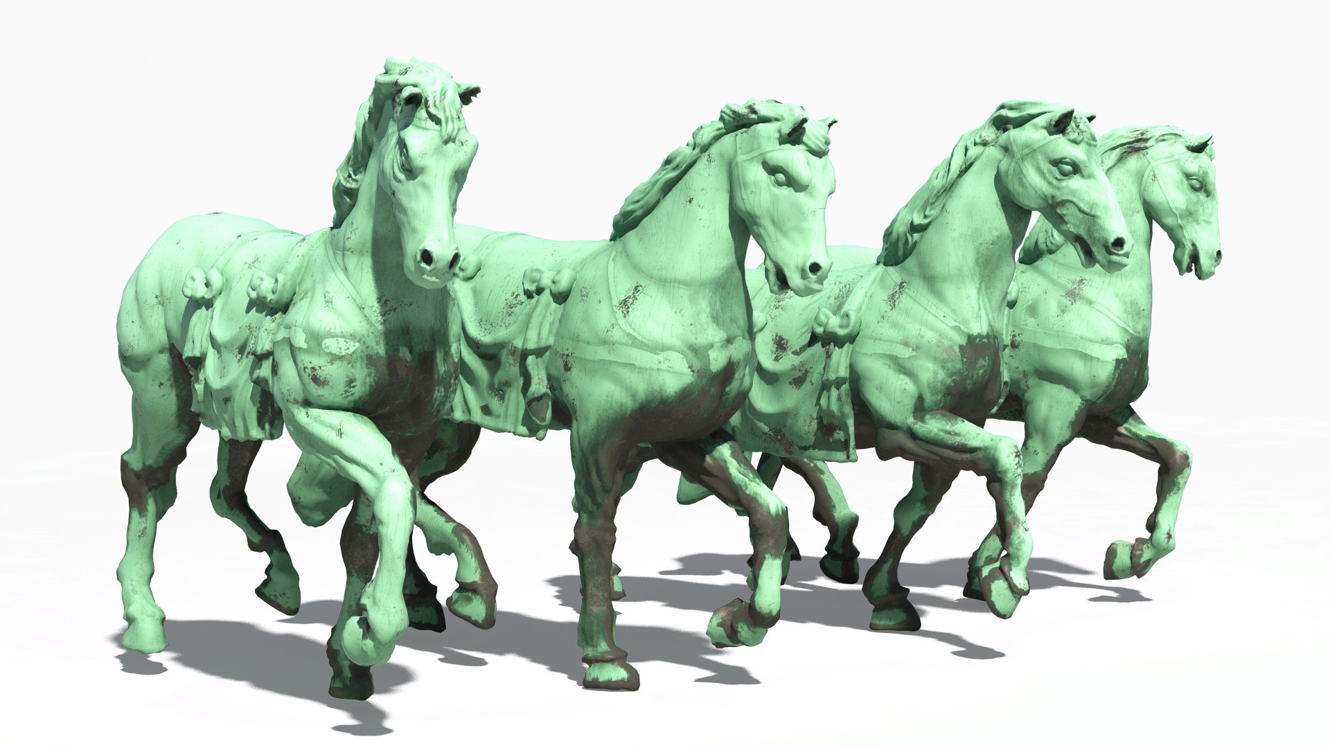 Quadriga Horses 3D model preview