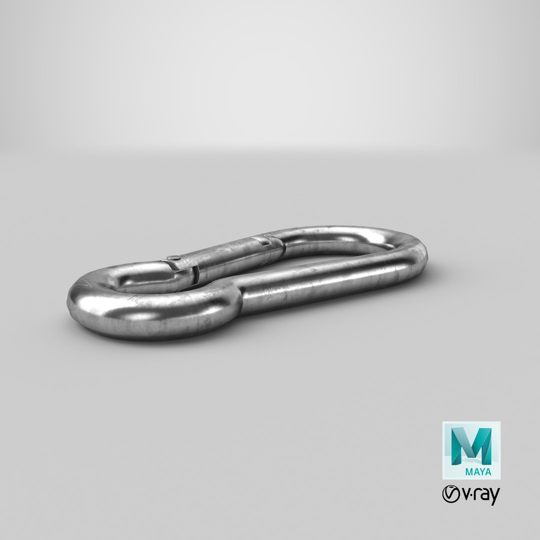 steel carabiner 3D model https://p.turbosquid.com/ts-thumb/NG/8l6vDw/uyiLVNnb/stemcell_maya_vray_render/png/1559122326/1920x1080/fit_q87/b8f51bf371b5d107dce3045a315475c0b709c6dc/stemcell_maya_vray_render.jpg