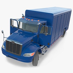 Medium Duty Box Truck 4x2 Blue Rigged 3D model