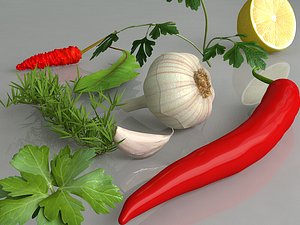 chilli garlic parsley lemon 3d model