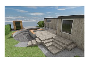 Garden with Furniture and Simple Plants 001 model