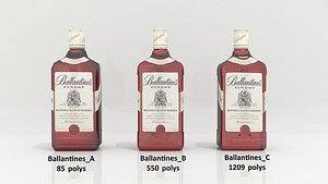 3D Ballantines Bottle Low-poly 3D model Low-poly 3D model