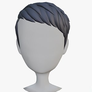 3D Stylized Side Swept Short Hair For Cartoon Boy