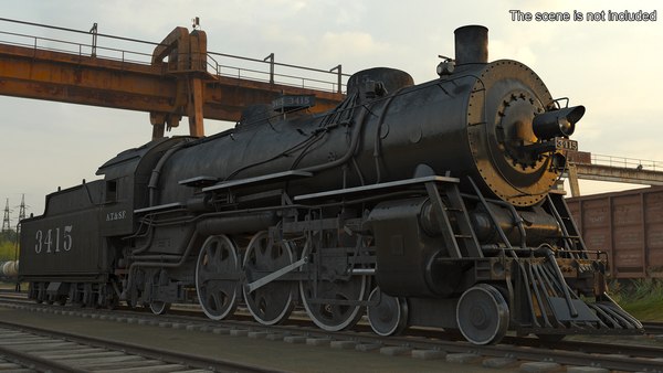 Maya용으로 제작된 빈티지 증기 기관차 ATSF 3415 3D 모델 - TurboSquid 2253675