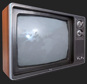 3D model Vintage CRT TV 29 inch - Black VR / AR / low-poly