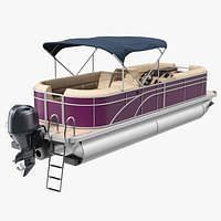 Trimaran Pontoon Boat 3D Model