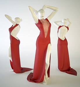 3d model red dress