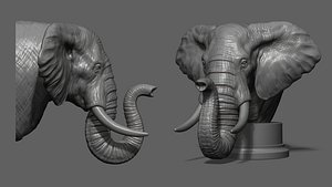 Elephant head bust 3D model