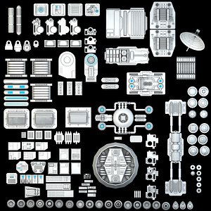3d model science fiction mechanical parts