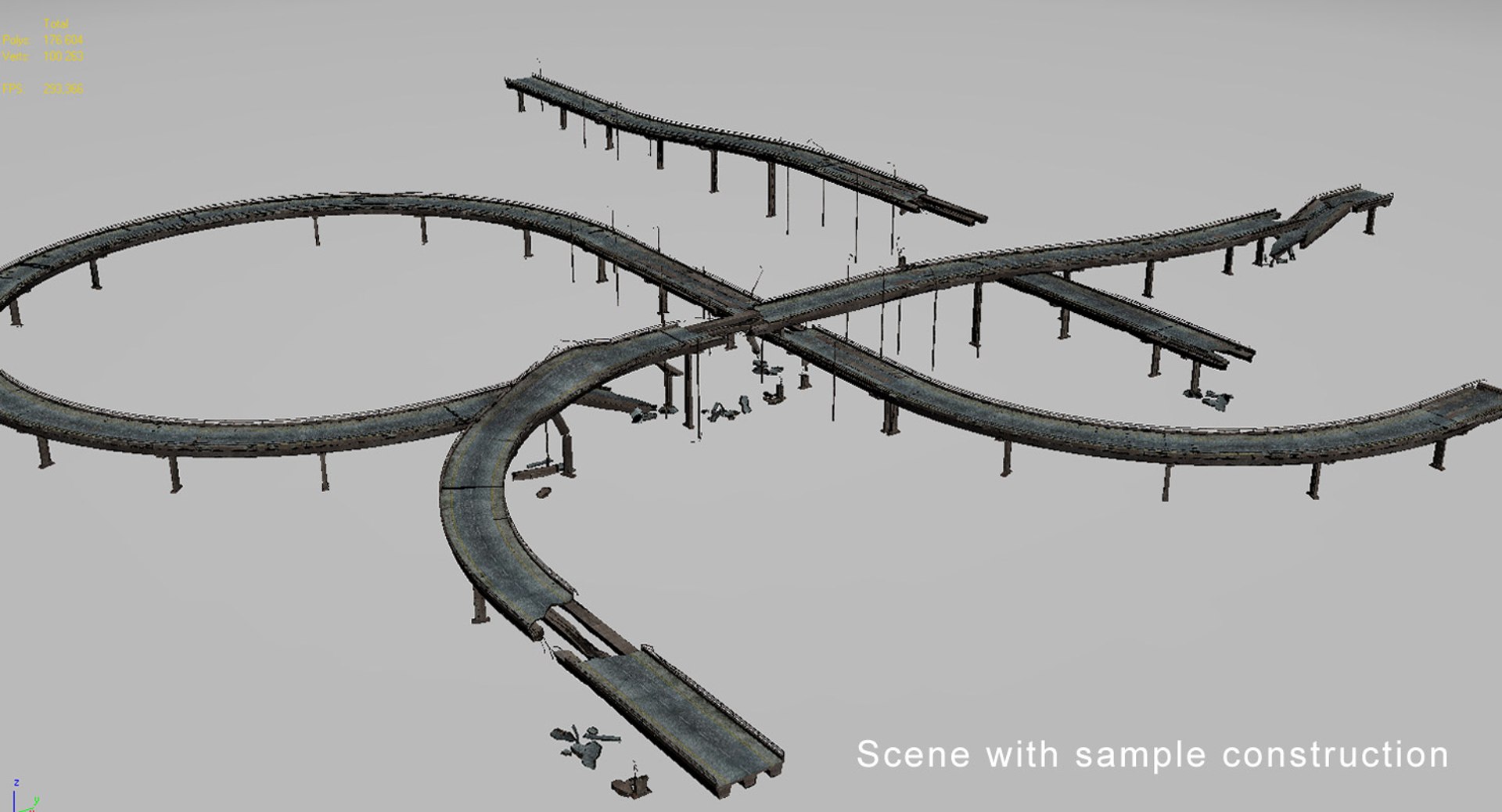 Ruined Highway Bridges 3d Model