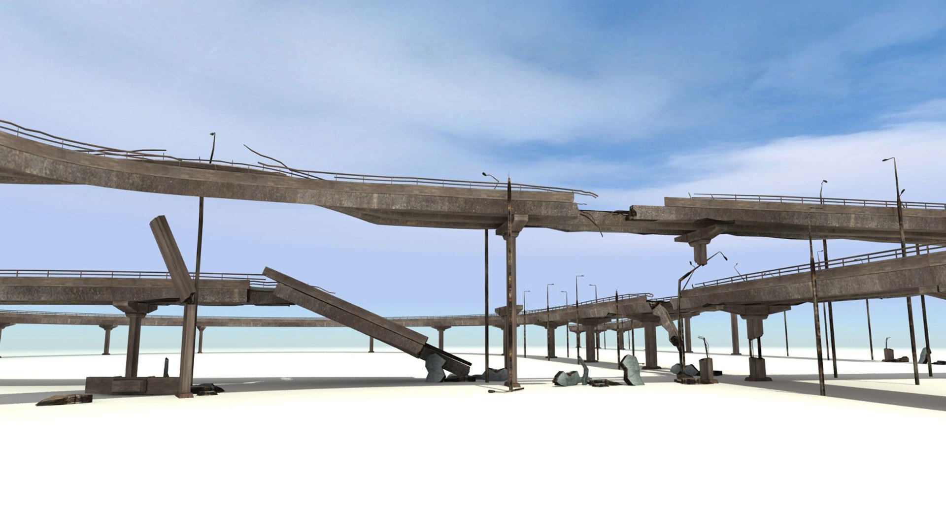 Ruined Highway Bridges 3d Model