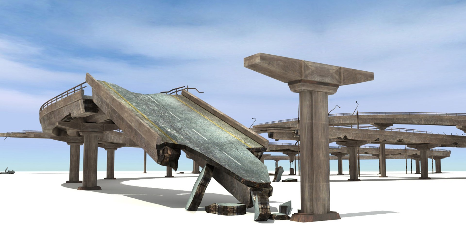 Ruined Highway Bridges 3d Model