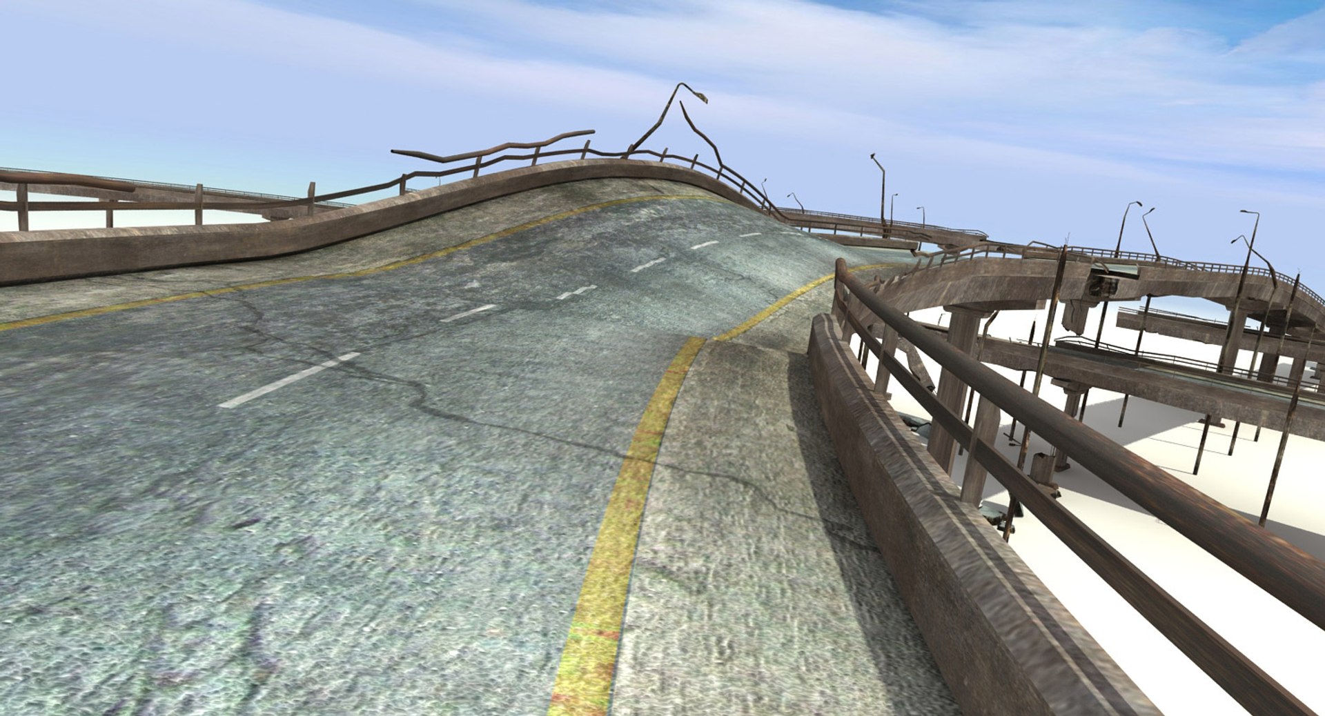 Ruined Highway Bridges 3d Model