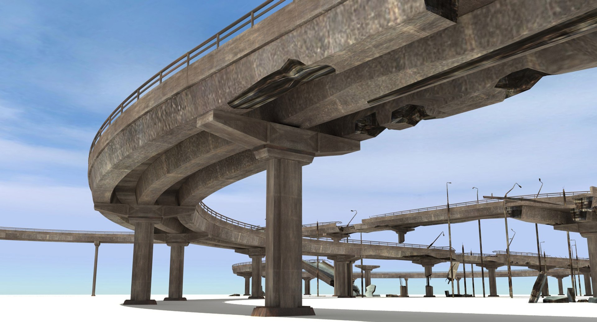 Ruined Highway Bridges 3d Model