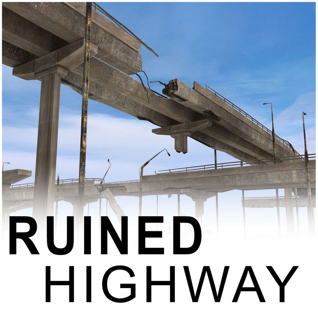 Ruined Highway Bridges 3d Model