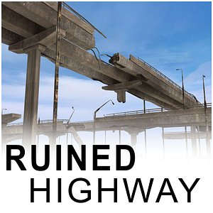 ruined highway bridges 3d model