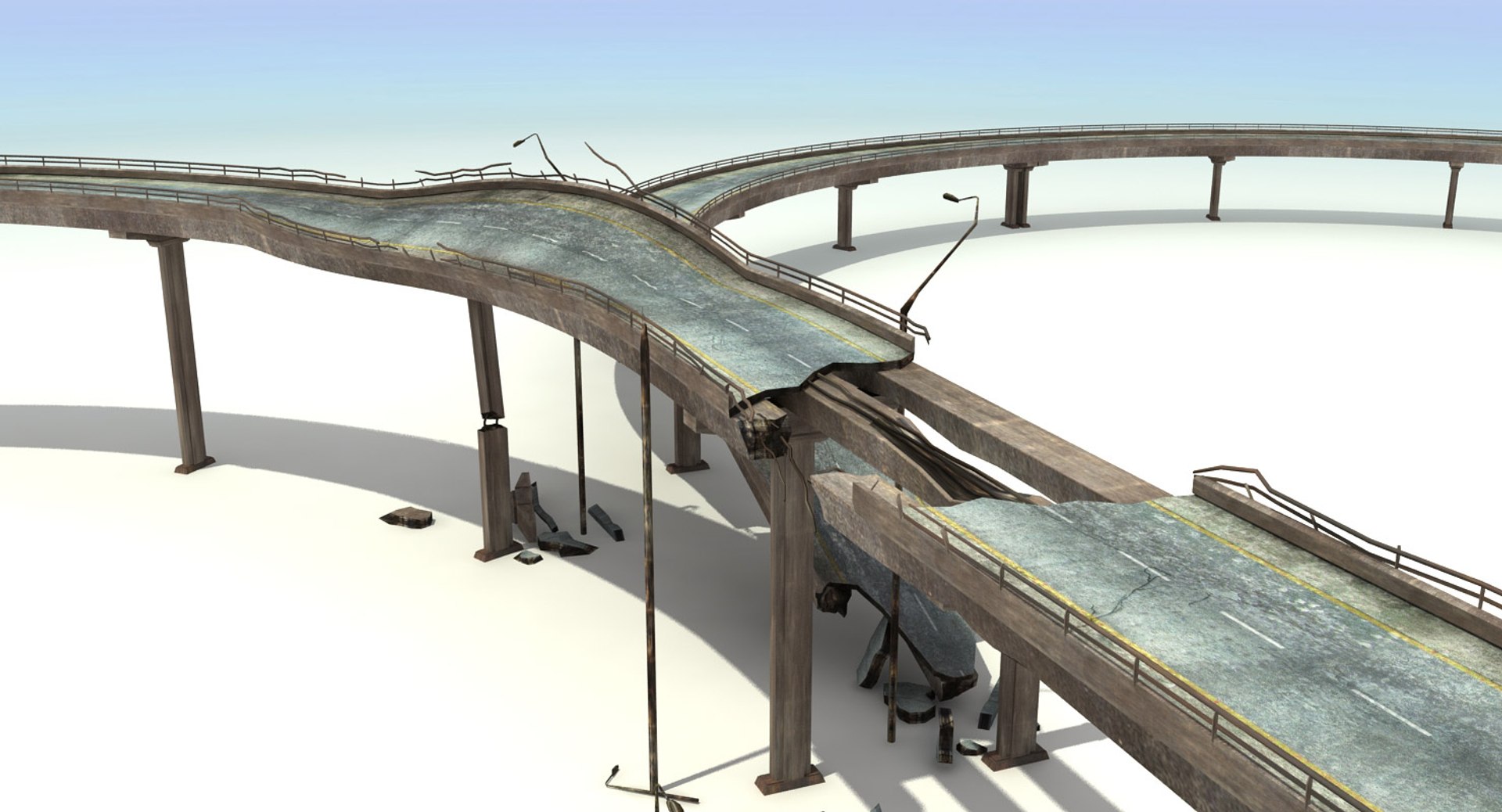 Ruined Highway Bridges 3d Model