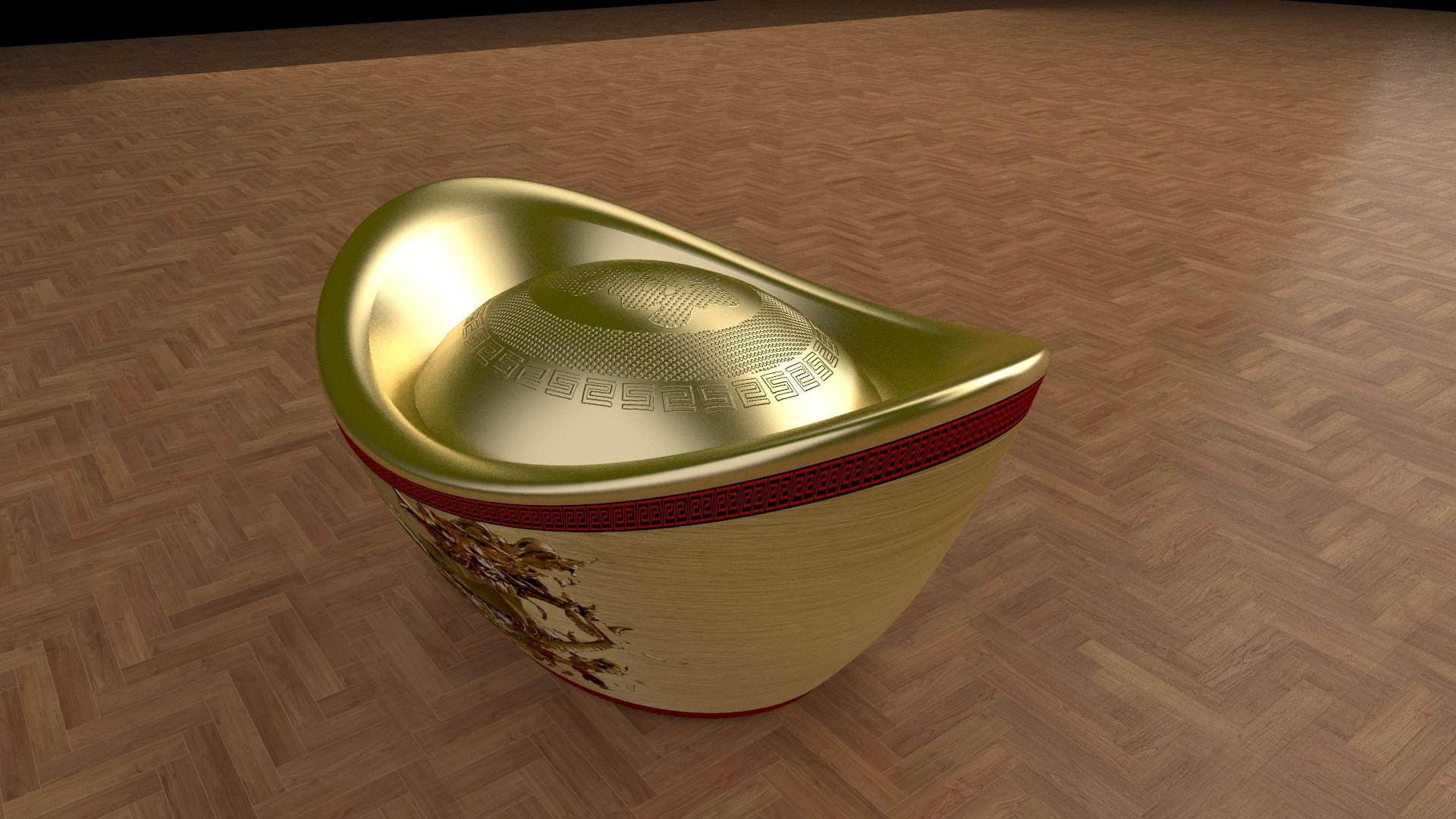 3D Chinese Gold Ingot - TurboSquid 2176682