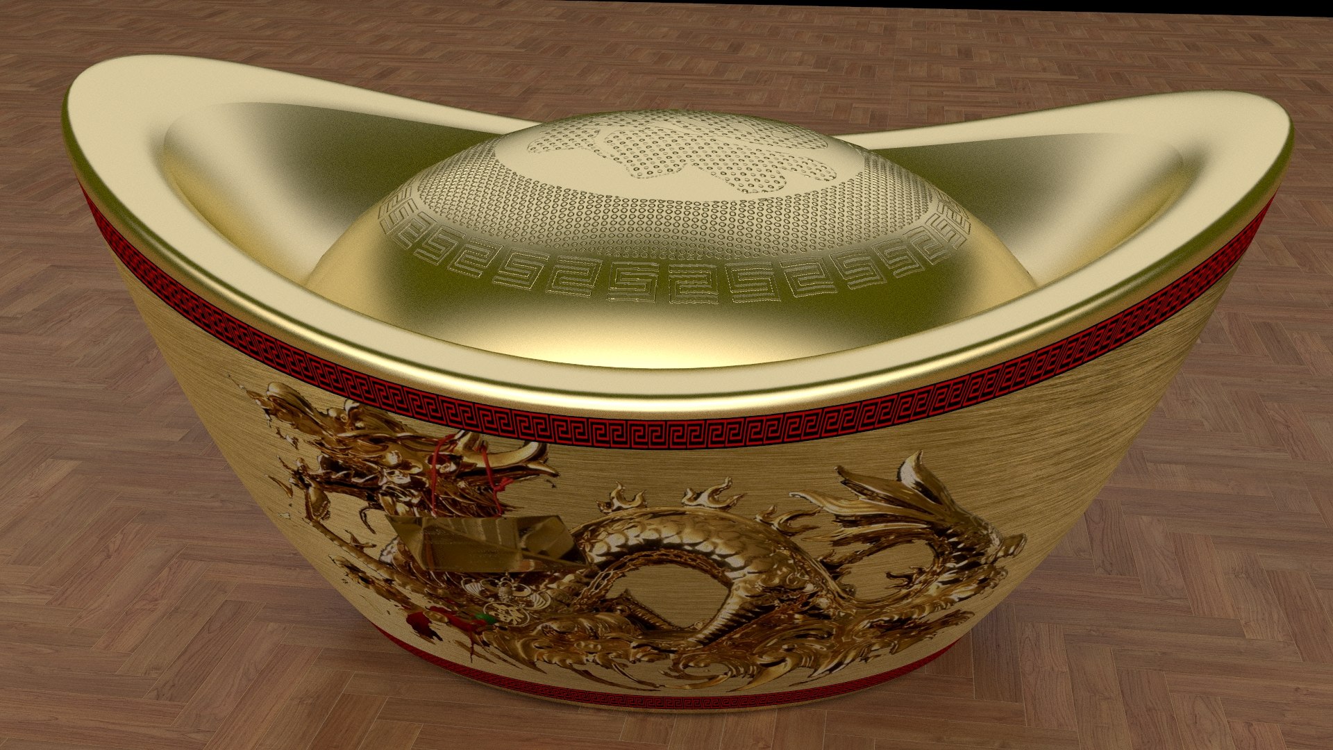3D Chinese Gold Ingot - TurboSquid 2176682