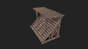 3D Medieval Wooden Bleacher Tribune Low Poly PBR Collection model