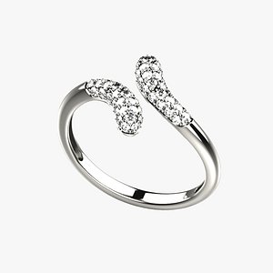 Pave Setting Gems Opened Gold Ring
