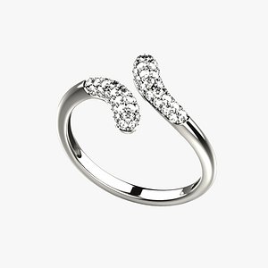 Pave Setting Gems Opened Gold Ring