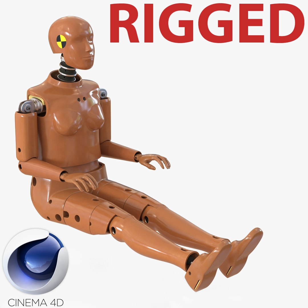 Female Crash Test Dummy Rigged for Cinema 4D 3D model preview