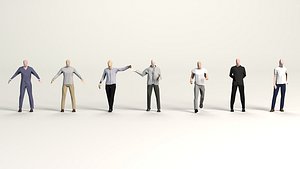 cartoon low poly clothed males pack