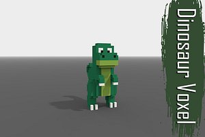 3D voxel dinosaur low-poly