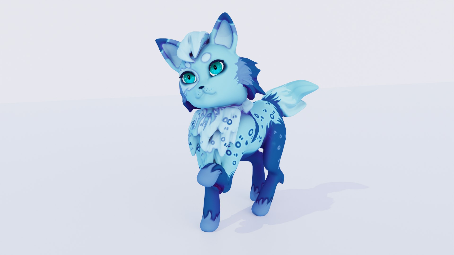 3D Stylized Blue Cat - TurboSquid 2067218