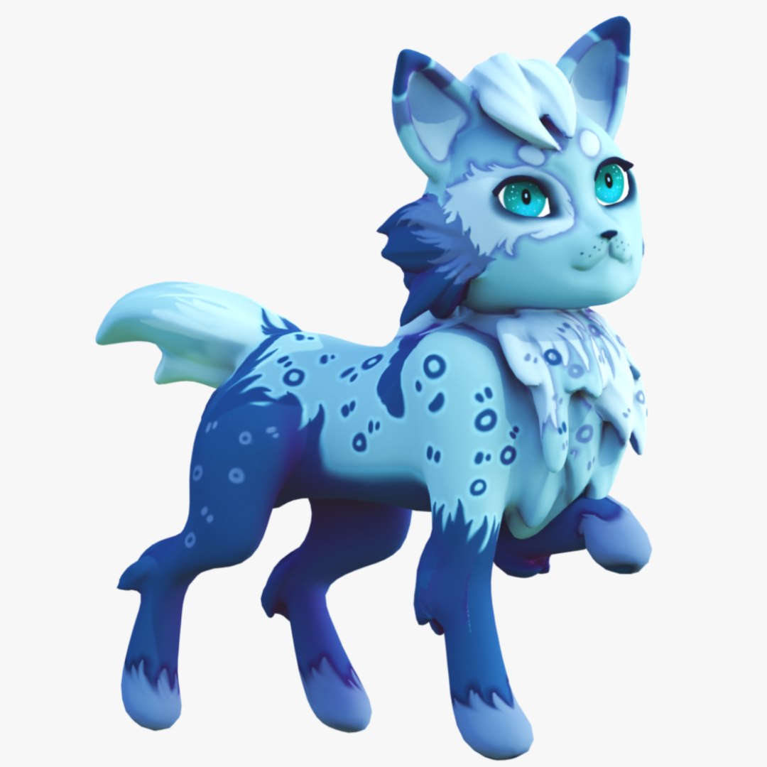 3D Stylized Blue Cat - TurboSquid 2067218