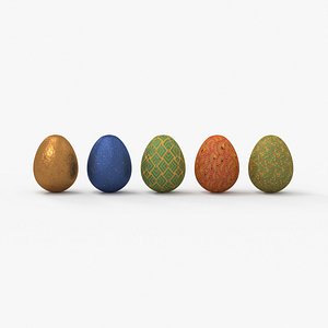 5 Multicolored Easter Eggs in Gold Foil