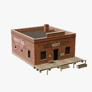 Wild West Sheriff Office and Jail - Old West Brick Building PBR