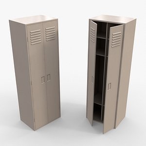 PBR School Gym Locker 09 - White 3D model