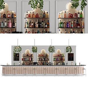 Bar 12 Hotle Bar 110 Bottles  Bar Objects 3D model