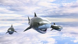 Animated Blue Shark 3D Model Game-Ready FBX OBJ STL USD  Textures 3D