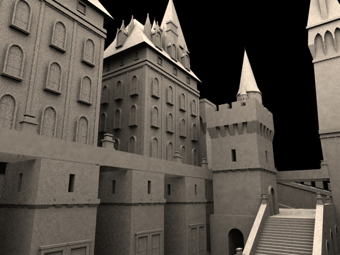 Castle Medieval Buildings Fantasy 3d Model