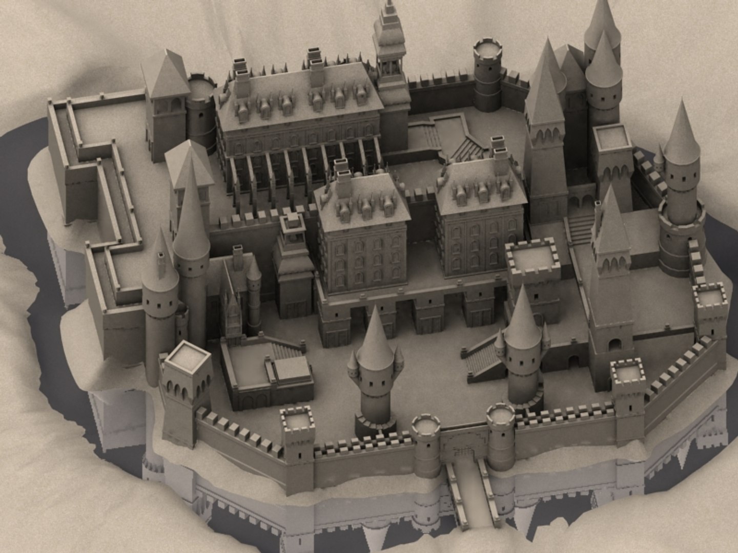 Castle Medieval Buildings Fantasy 3d Model