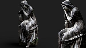 ancient tomb ruins stone figure PBR photogrammetry 3D model