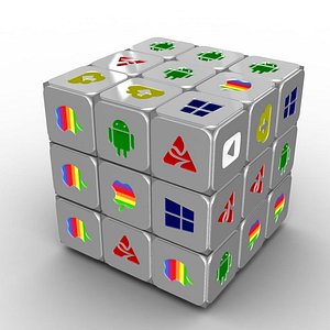 Aluminium Rubik's Cube Textured