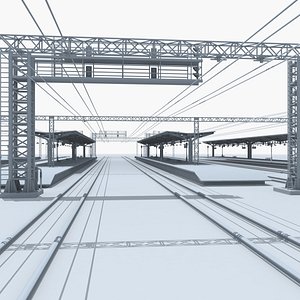 3D railway train station model