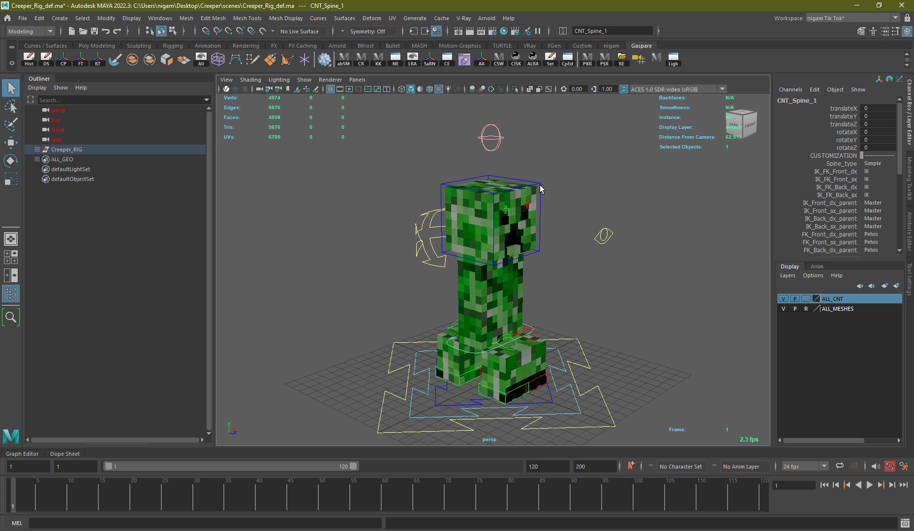 3D model Minecraft Creeper Deluxe VR / AR / low-poly