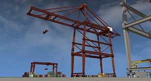 3d model container port cranes