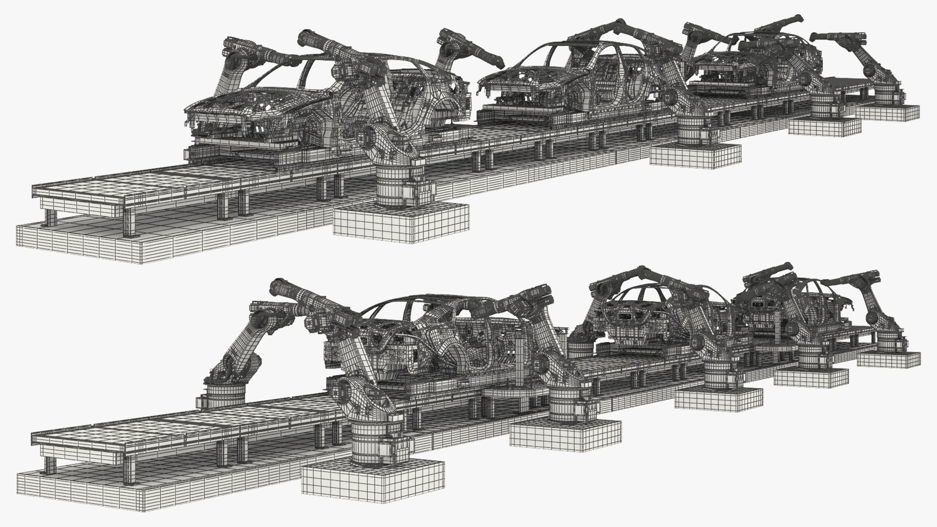 Automated Car Body Assembly Line With Robotic Arms Model - TurboSquid ...